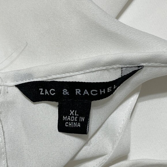Zac & Rachel Split Back Blouse Top White Tank Layered Size XL READ - Picture 5 of 7